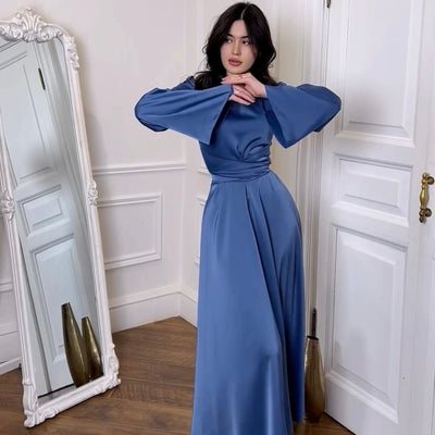 Royal Blau Satin Kleid